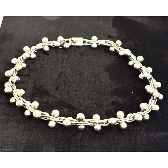 Taxco Mexico Sterling DNA Link Peppercorn Cha Cha Necklace Spratling Style 82g - Picture 7 of 7
